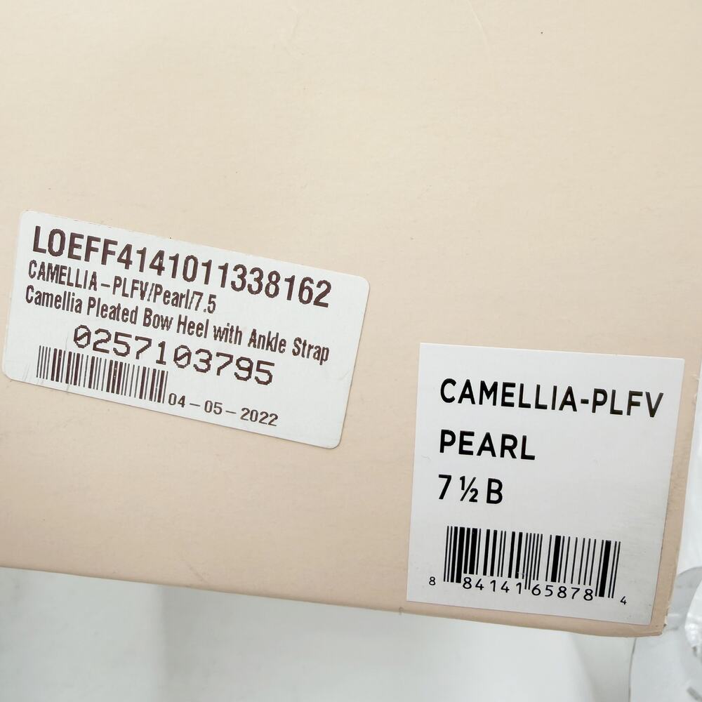 Loeffler Randall Camellia Sandals Pearl White Pleated Bow Heels Sz 7.5 - Picture 13 of 13